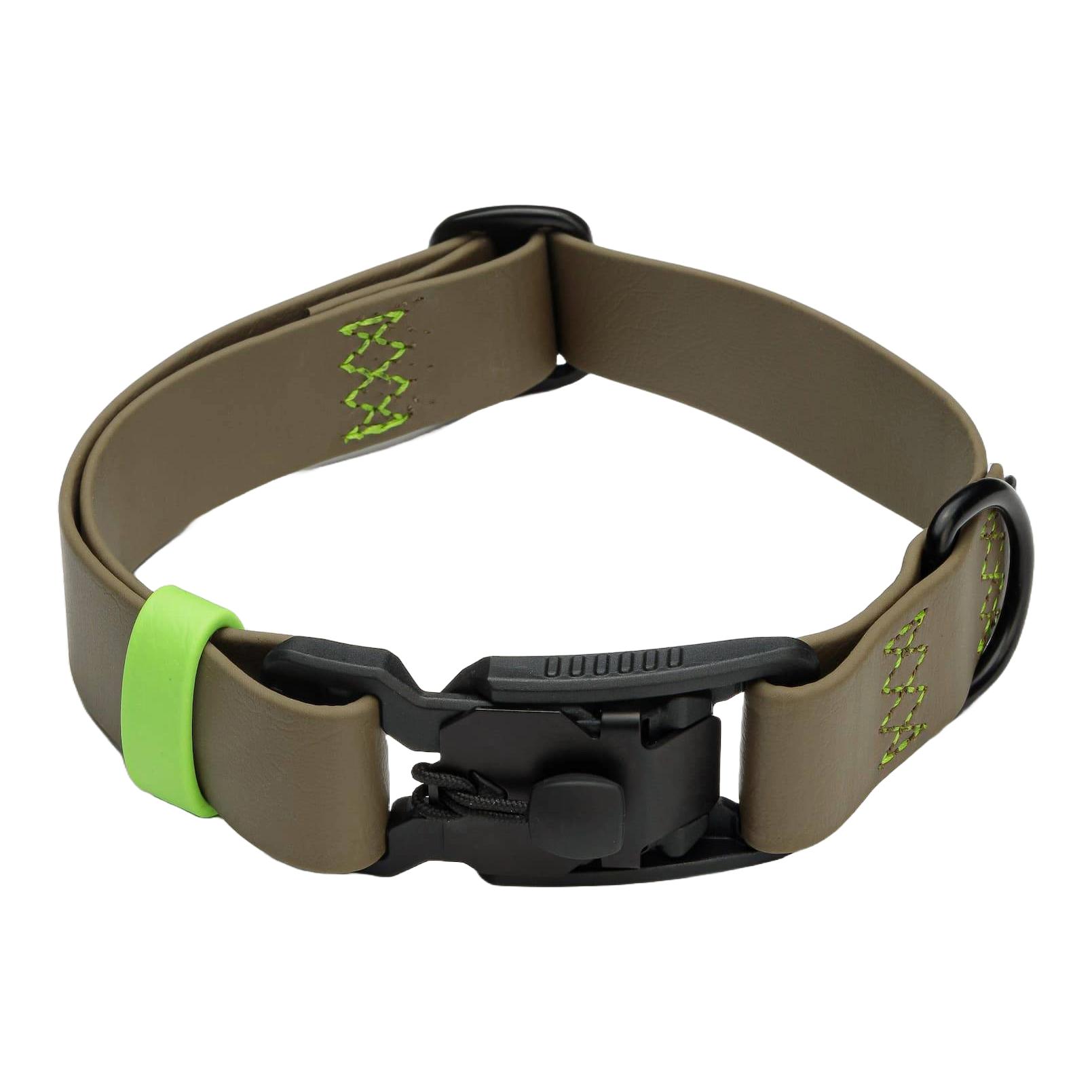 Image of Cloud 7 Hundehalsband Biothane Ipanema - Olive/Neongreen - bei myluckydog.ch