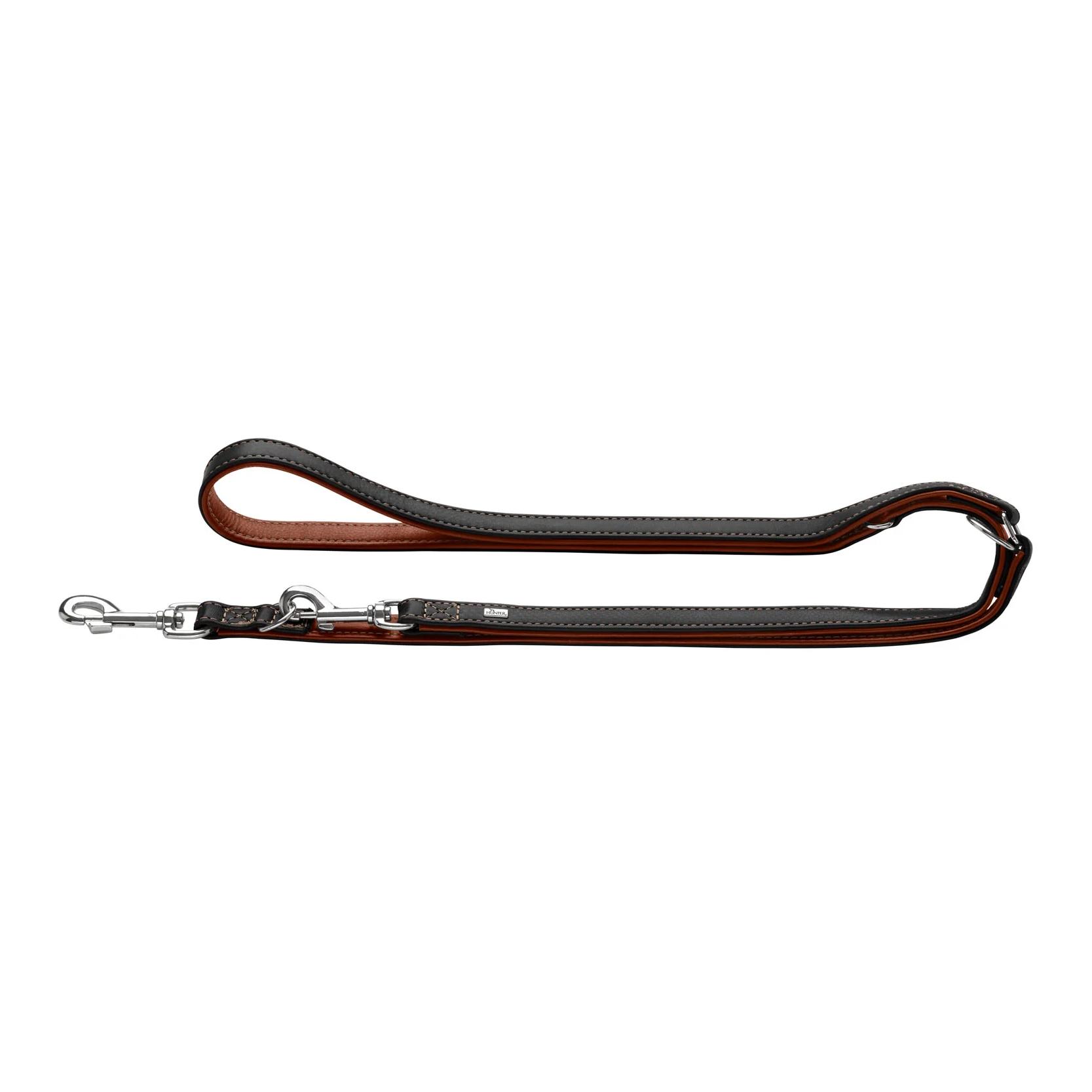 Image of Hunter Verstellbare Hundeleine Canadian Up - Schwarz/Cognac - bei myluckydog.ch