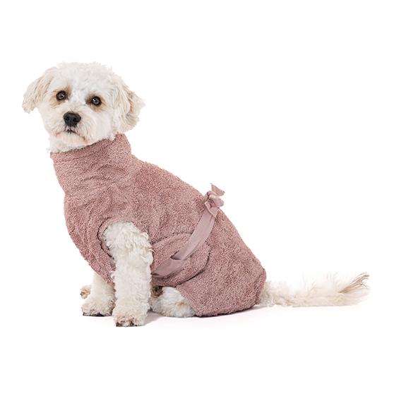 Image of Lill's Hundebademantel aus Bio-Baumwolle - Pink Berry - bei myluckydog.ch