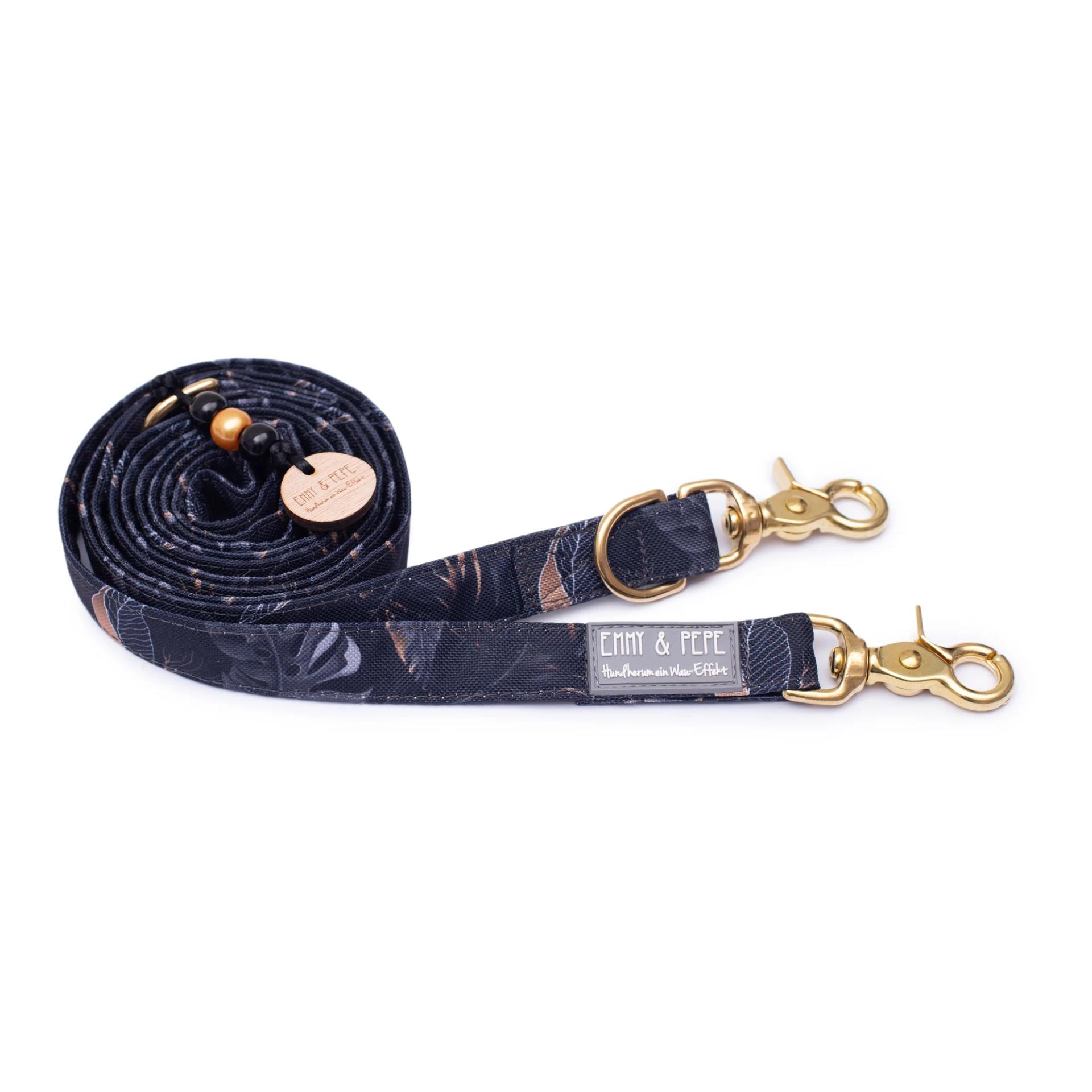 Image of EMMY & PEPE Hundeleine Leaf - Blau/Schwarz - bei myluckydog.ch