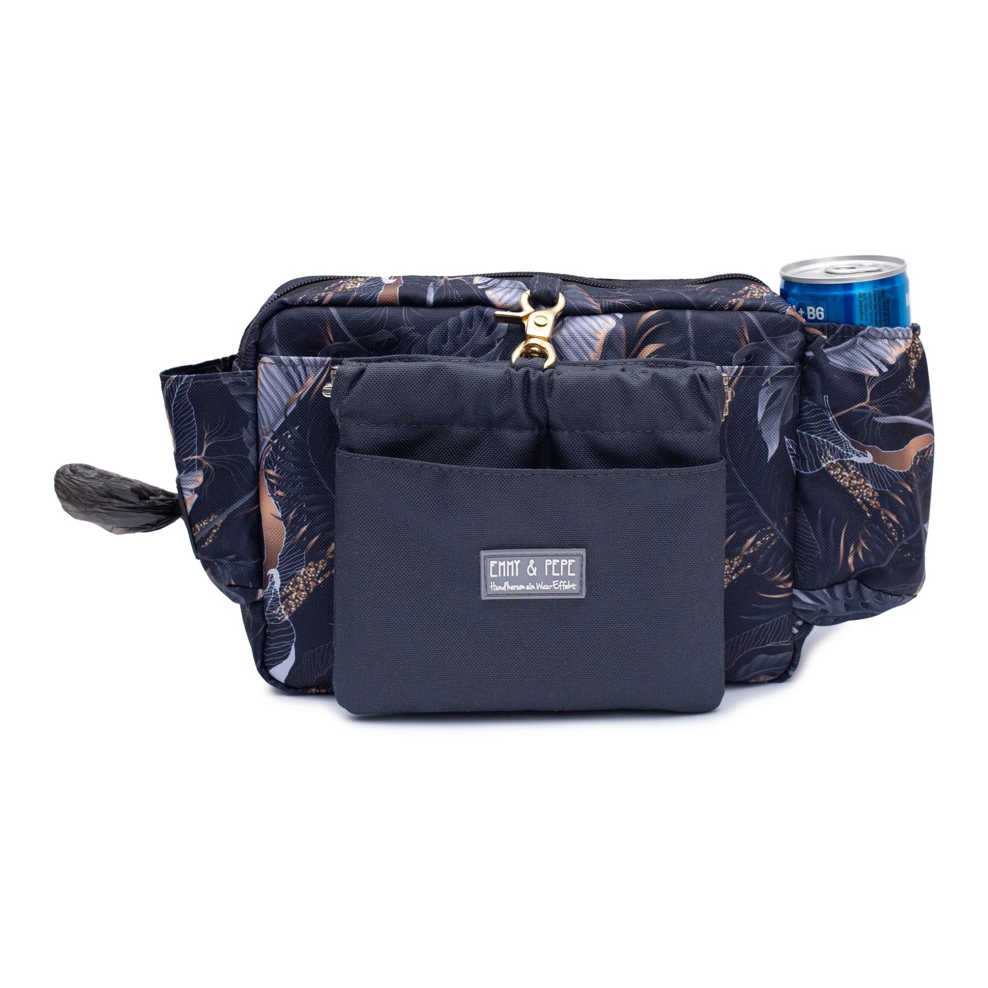 Image of EMMY & PEPE Bauchtasche Wau-Pack Leaf - Blau/Schwarz - bei myluckydog.ch