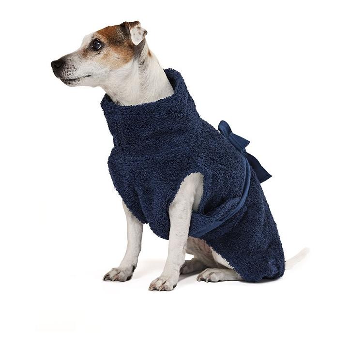 Image of Lill's Hundebademantel aus Bio-Baumwolle - Night Blue - bei myluckydog.ch