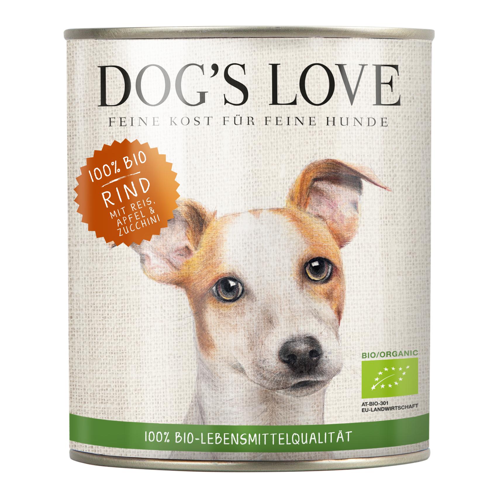 Image of Dog's Love Nassfutter Menü 100% BIO Rind mit Reis, Apfel und Zucchini - Beige - bei myluckydog.ch